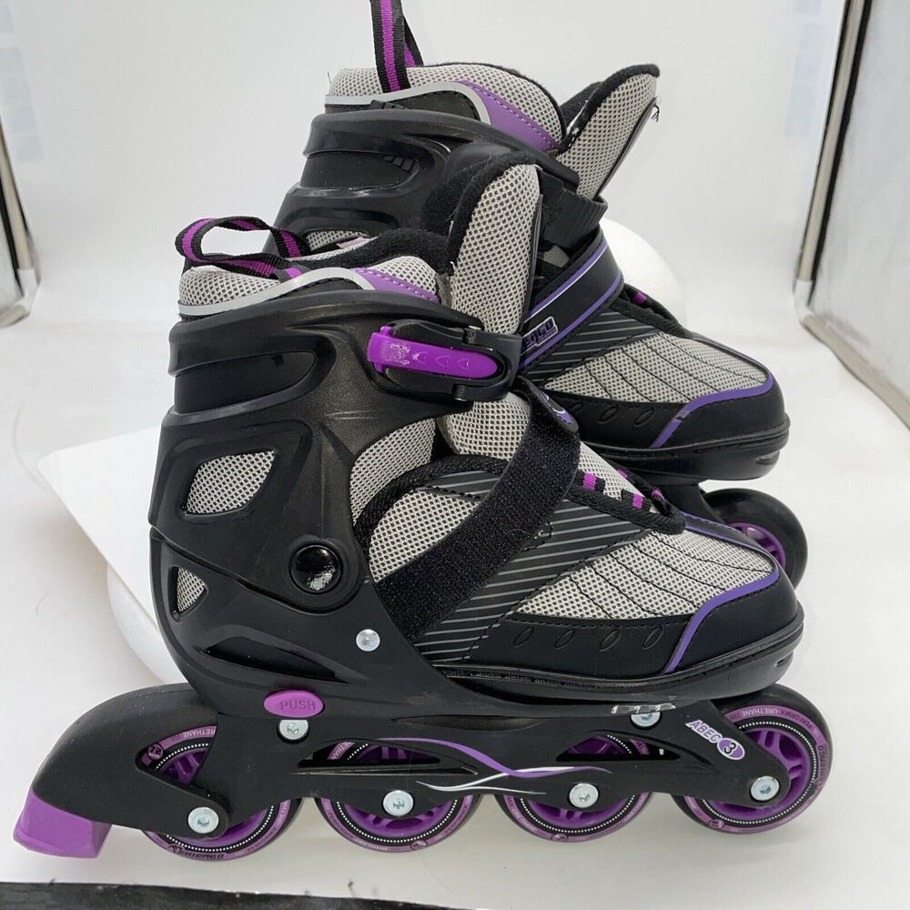 Chicago Skates Abec 3 Medium Youth US 1-4  EU 34-37 Adjustable Purple Gray Black